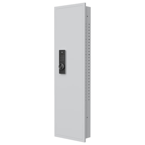 53" Passwod Touch Panel In-Wall Safe,Hidden Wall Gun Safe for Rifles with Adjustable Shelves,Assembled Storage Multifunctional Wall Safe for Firearm and Valuables (White-Digital)