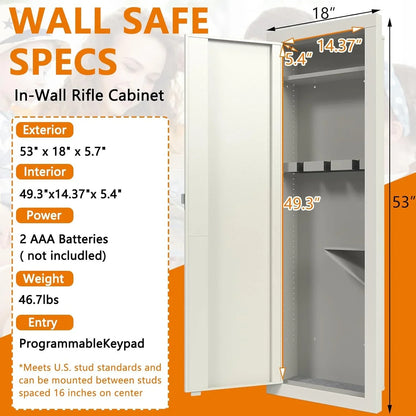 Kaer 53" In Wall Gun Safe White