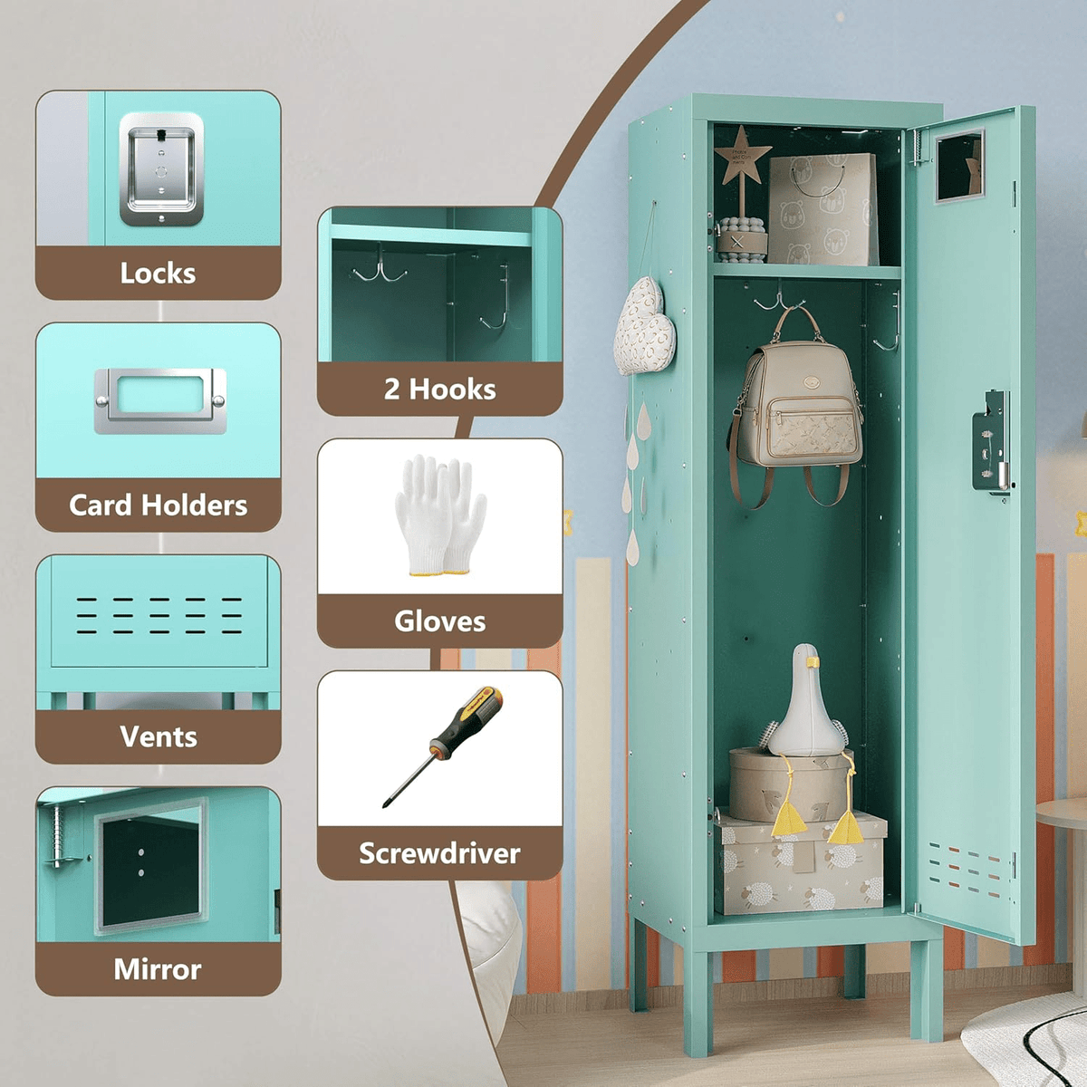 54"H Metal Locker with Card Slot - KAER - KaerWorld