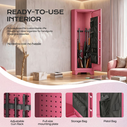 KAER Pink Corner Gun Safe for 6–8 Rifles & 4 Handguns