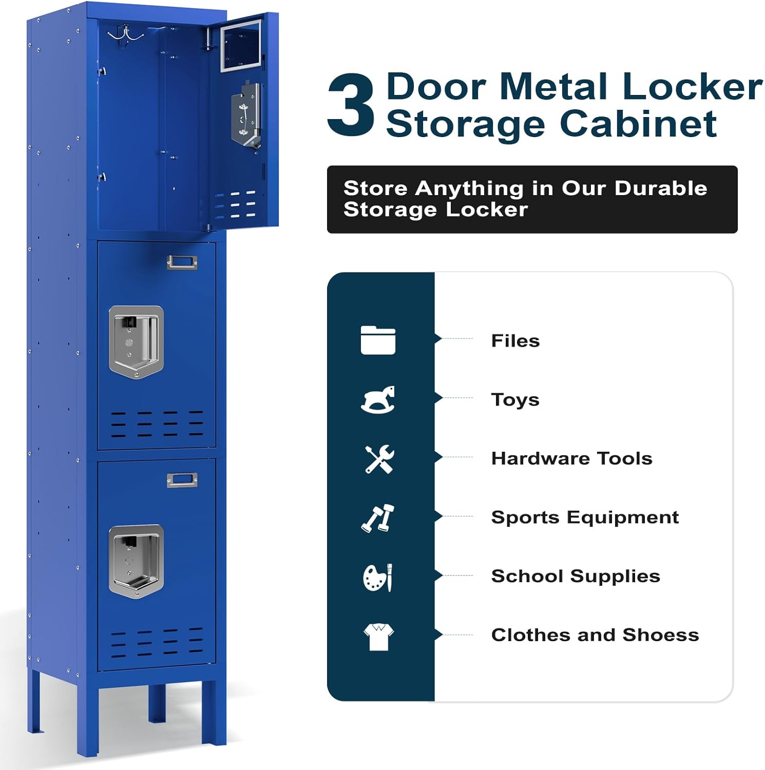 KaerWorld Metal Cabinet for Home & Office - Lockable Steel Locker with Door, 54" Height, for Gym, School, Garage, and Office Use