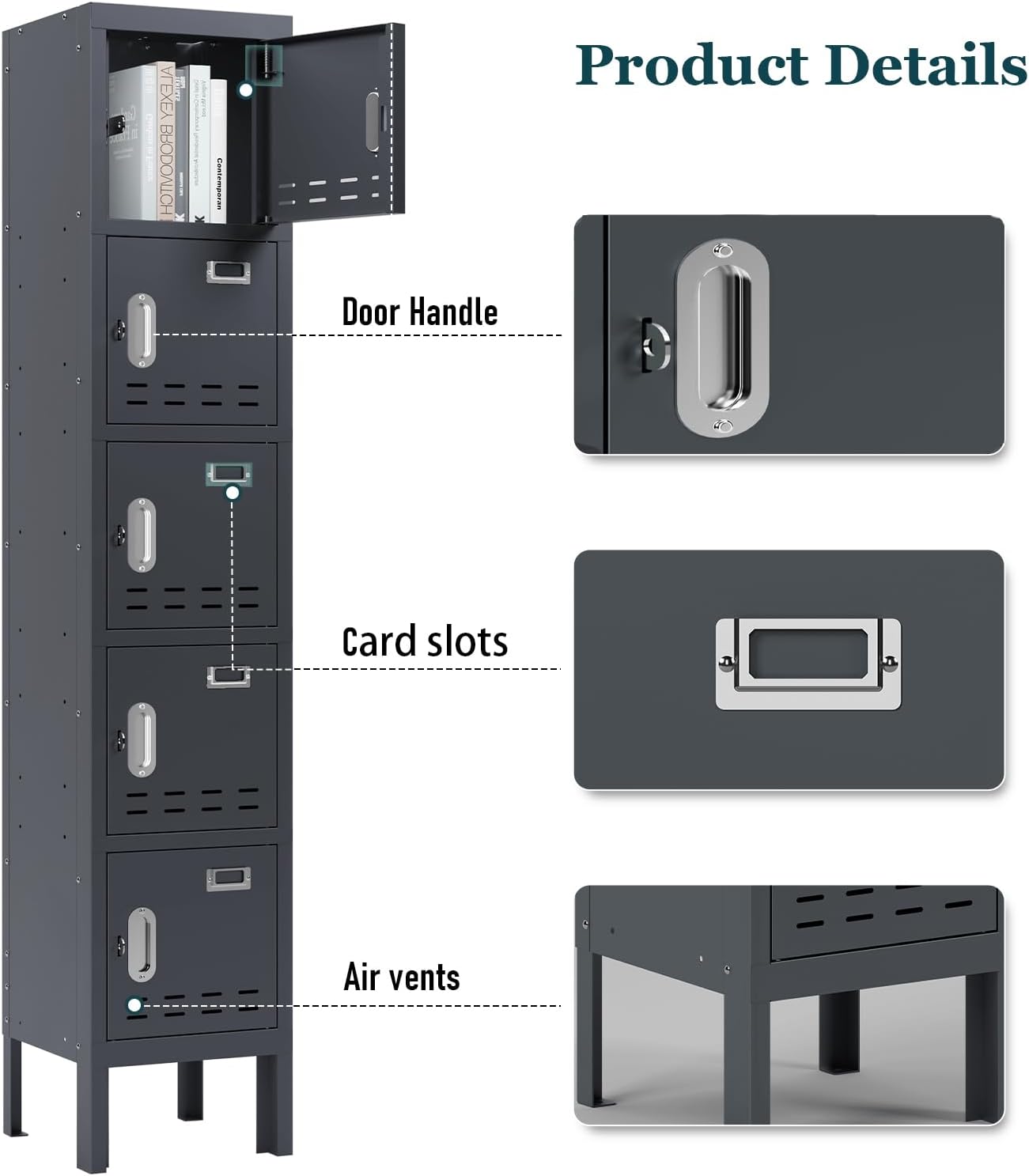 KaerWorld Metal Cabinet for Home & Office - Lockable Steel Locker with Door, 54" Height, for Gym, School, Garage, and Office Use