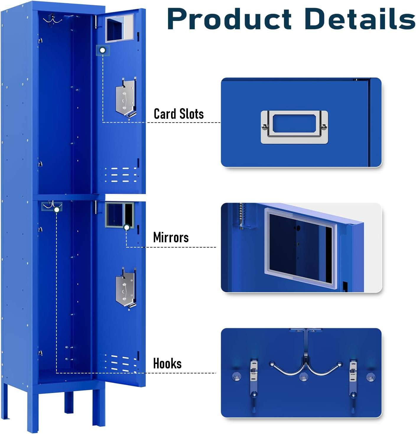 KaerWorld Metal Cabinet for Home & Office - Lockable Steel Locker with Door, 54" Height, for Gym, School, Garage, and Office Use