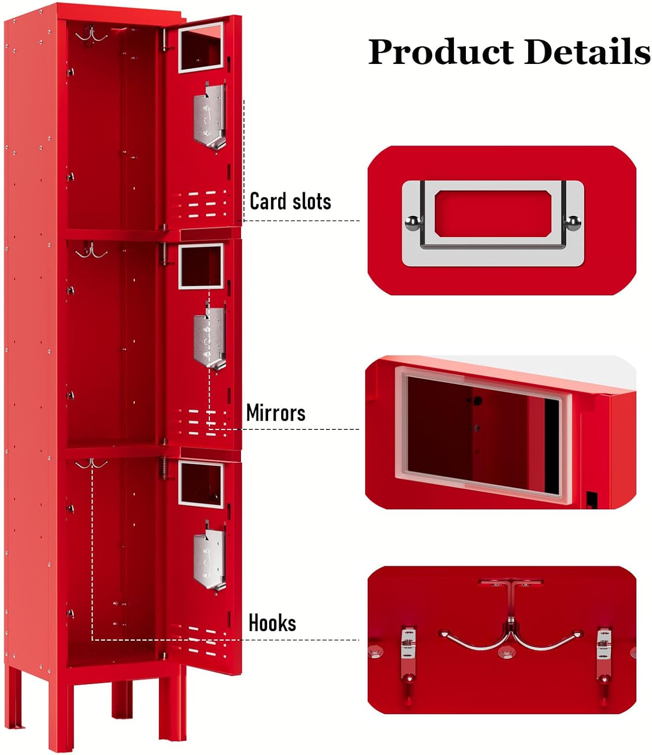 KaerWorld Metal Cabinet for Home & Office - Lockable Steel Locker with Door, 54" Height, for Gym, School, Garage, and Office Use