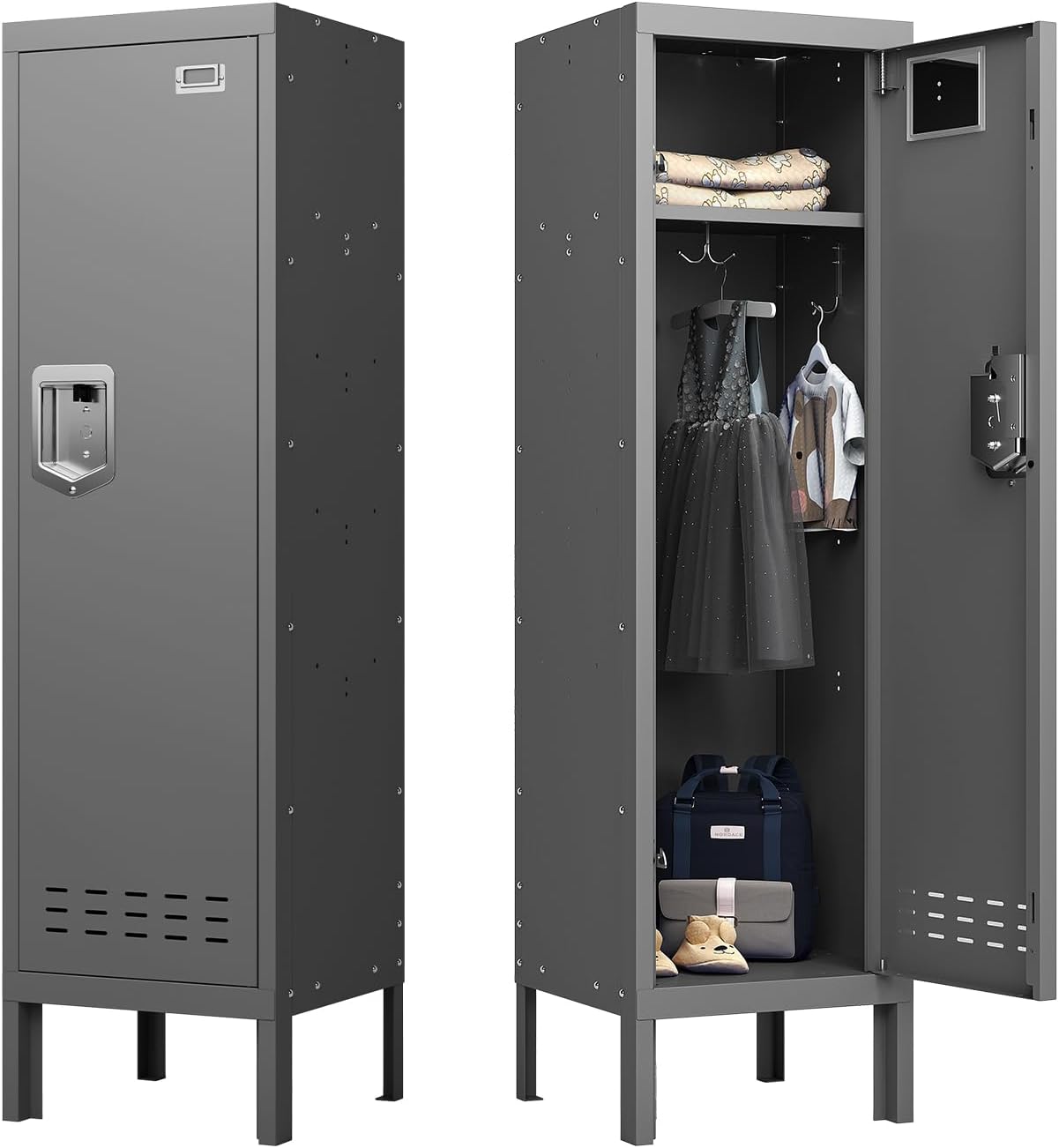 KaerWorld Metal Cabinet for Home & Office - Lockable Steel Locker with Door, 54" Height, for Gym, School, Garage, and Office Use