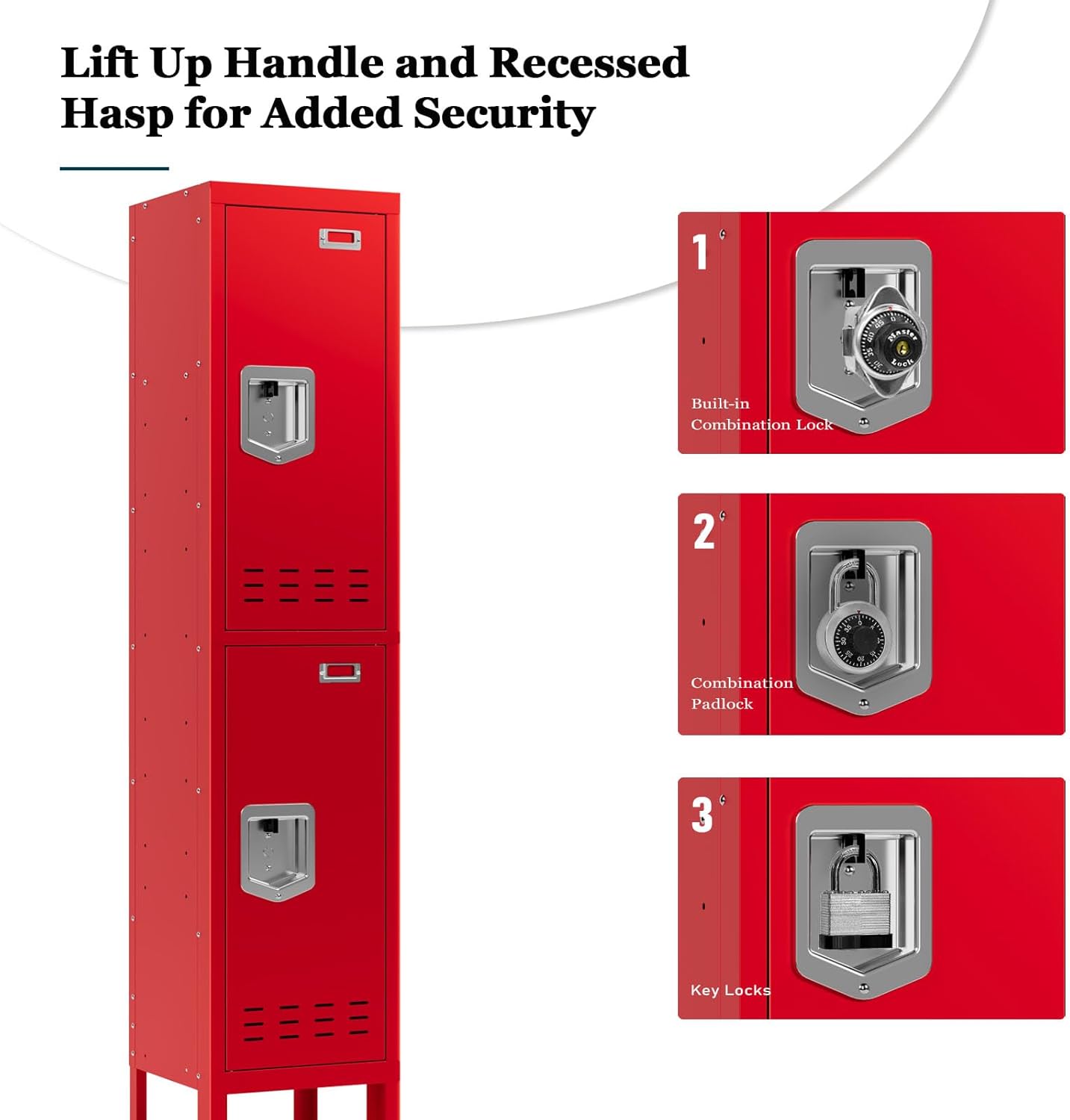 KaerWorld Metal Cabinet for Home & Office - Lockable Steel Locker with Door, 54" Height, for Gym, School, Garage, and Office Use