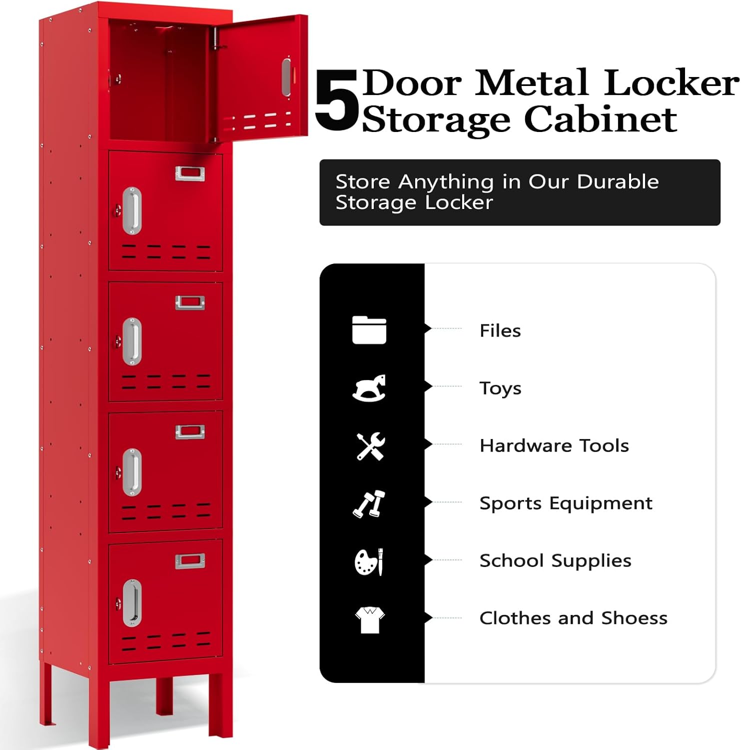 KaerWorld Metal Cabinet for Home & Office - Lockable Steel Locker with Door, 54" Height, for Gym, School, Garage, and Office Use