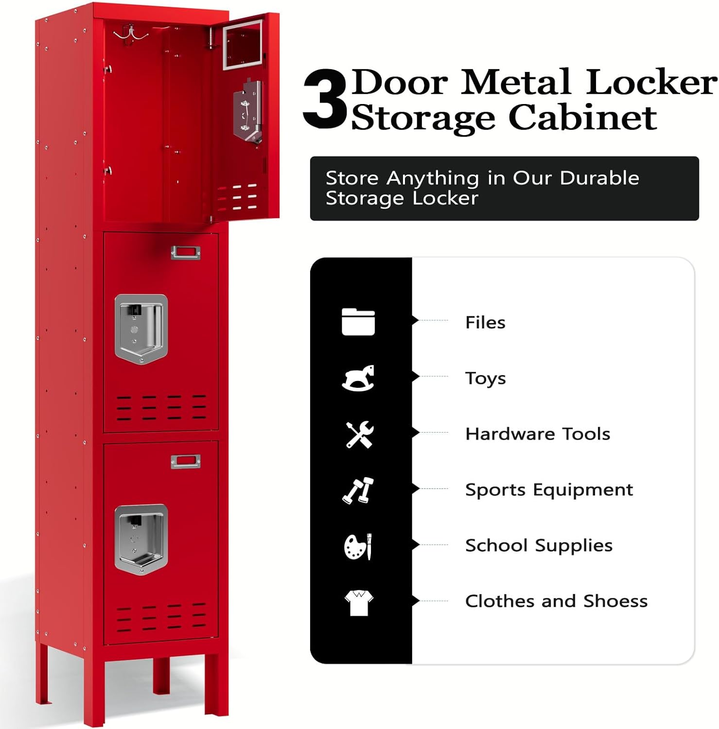 KaerWorld Metal Cabinet for Home & Office - Lockable Steel Locker with Door, 54" Height, for Gym, School, Garage, and Office Use