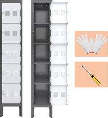 KaerWorld Metal Lockers for Employees - Storage Cabinet for Home, Gym, Office, School & Garage with Mirror, Screwdriver & Gloves 1680