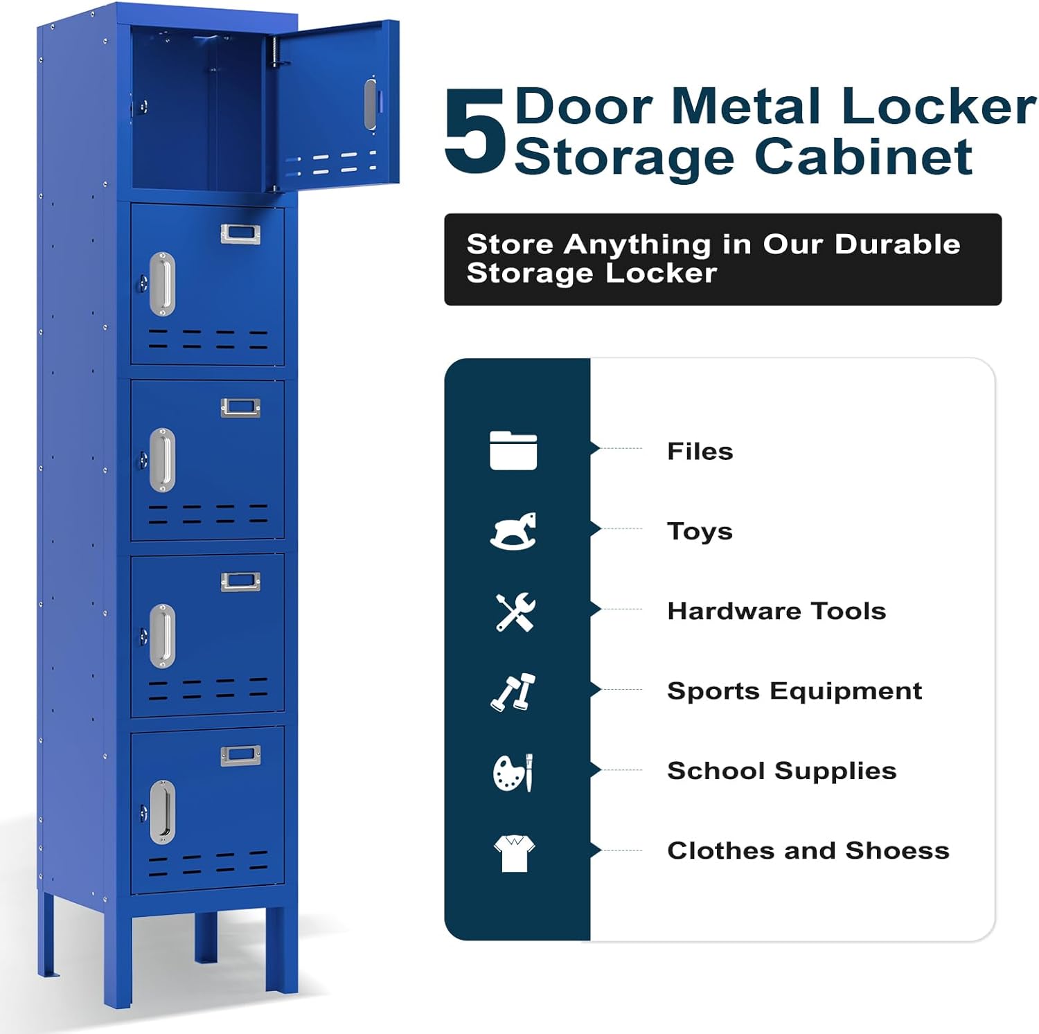 KaerWorld Metal Cabinet for Home & Office - Lockable Steel Locker with Door, 54" Height, for Gym, School, Garage, and Office Use