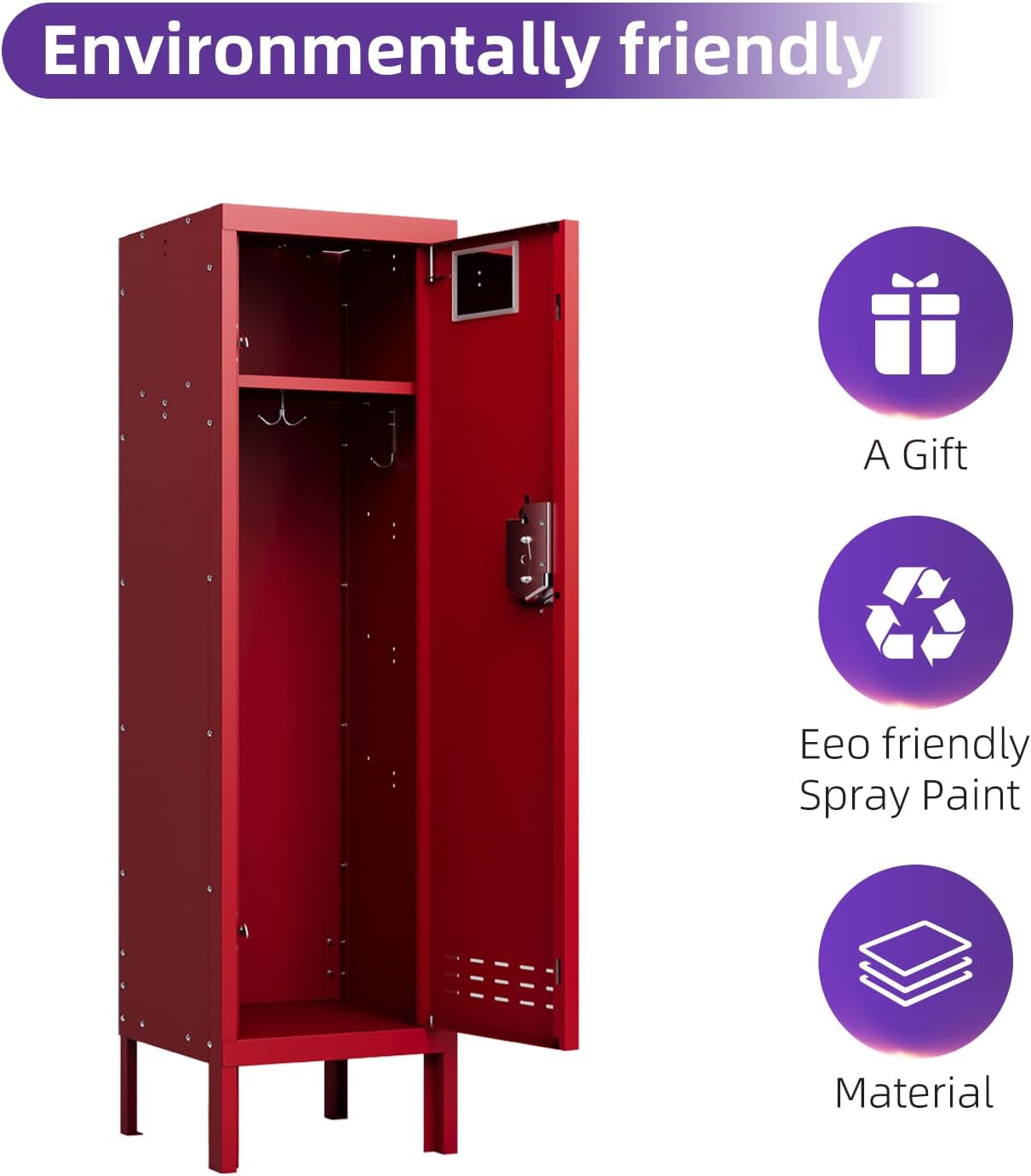 KaerWorld Metal Cabinet for Home & Office - Lockable Steel Locker with Door, 54" Height, for Gym, School, Garage, and Office Use