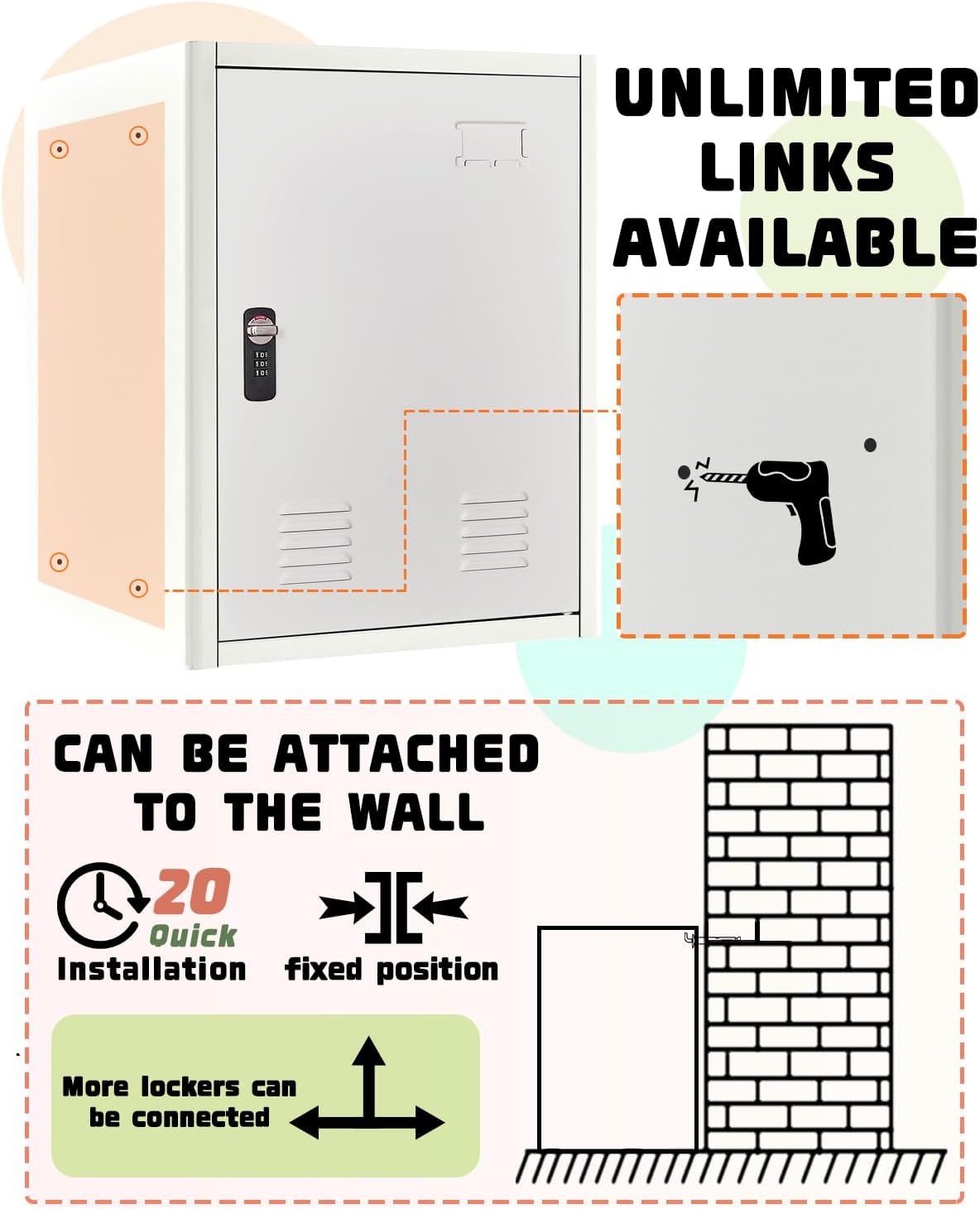 KaerWorld 20" High Lockable Metal Storage Cabinet - Secure Storage Cabinet for Home, Office, or Garage Use