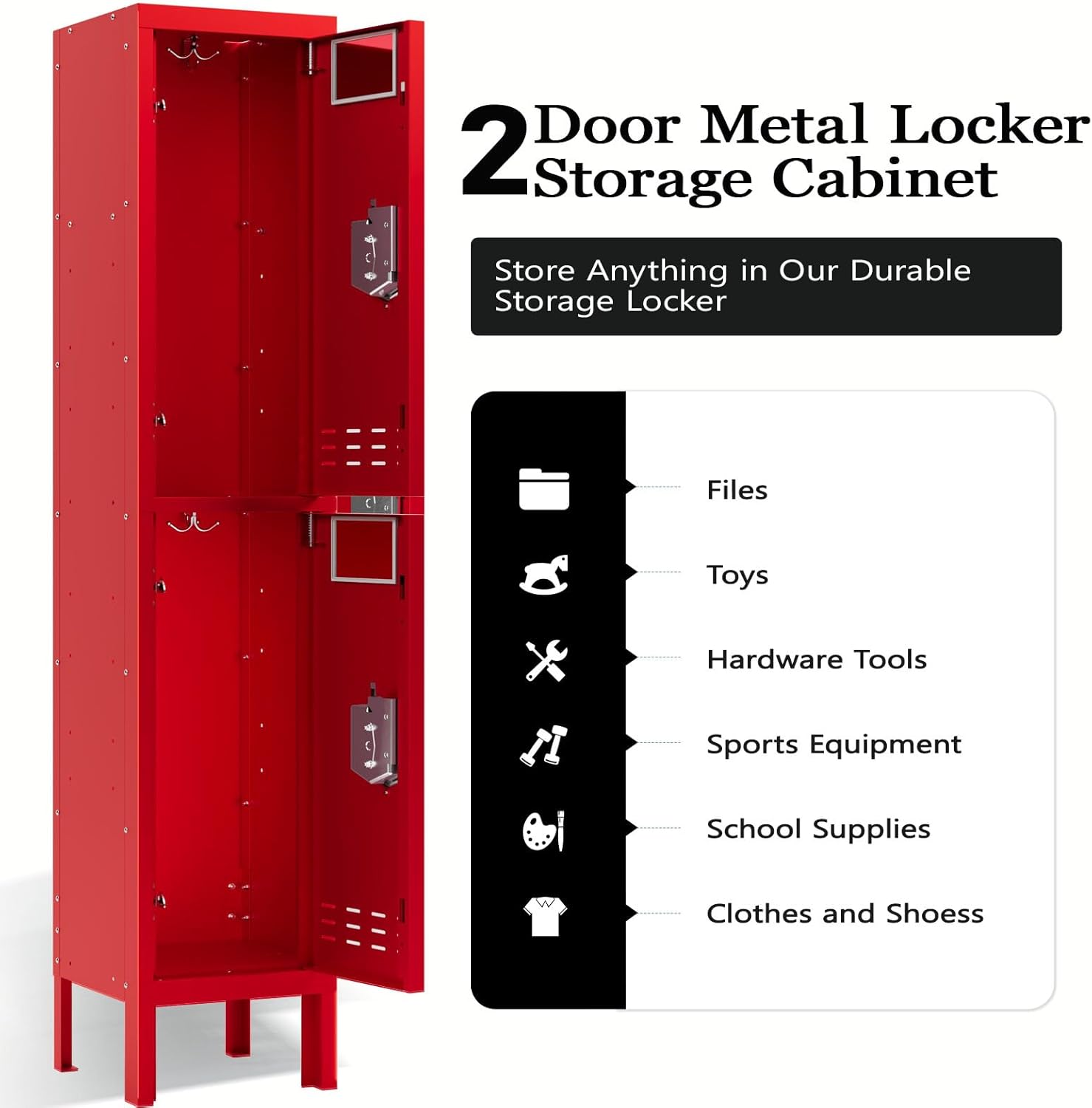 KaerWorld Metal Cabinet for Home & Office - Lockable Steel Locker with Door, 54" Height, for Gym, School, Garage, and Office Use