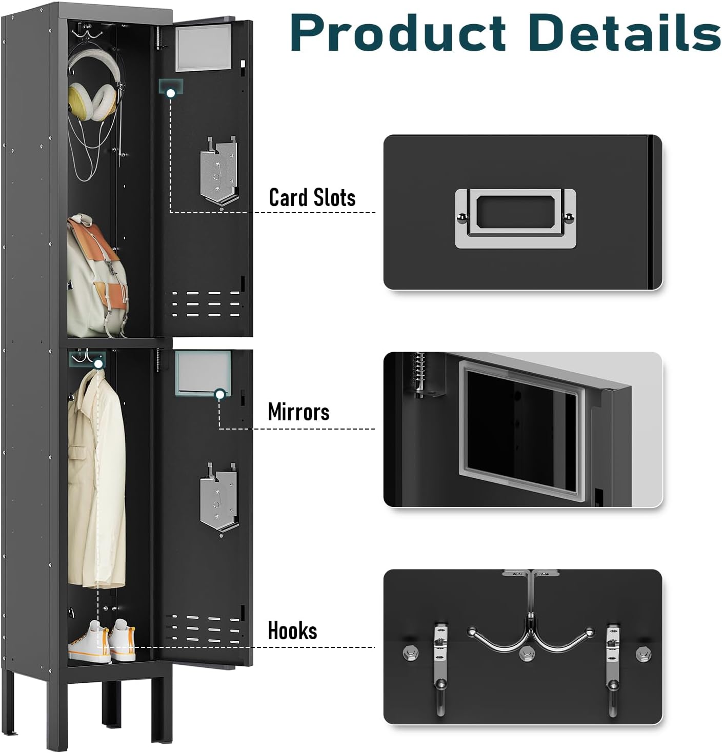 KaerWorld Metal Cabinet for Home & Office - Lockable Steel Locker with Door, 54" Height, for Gym, School, Garage, and Office Use