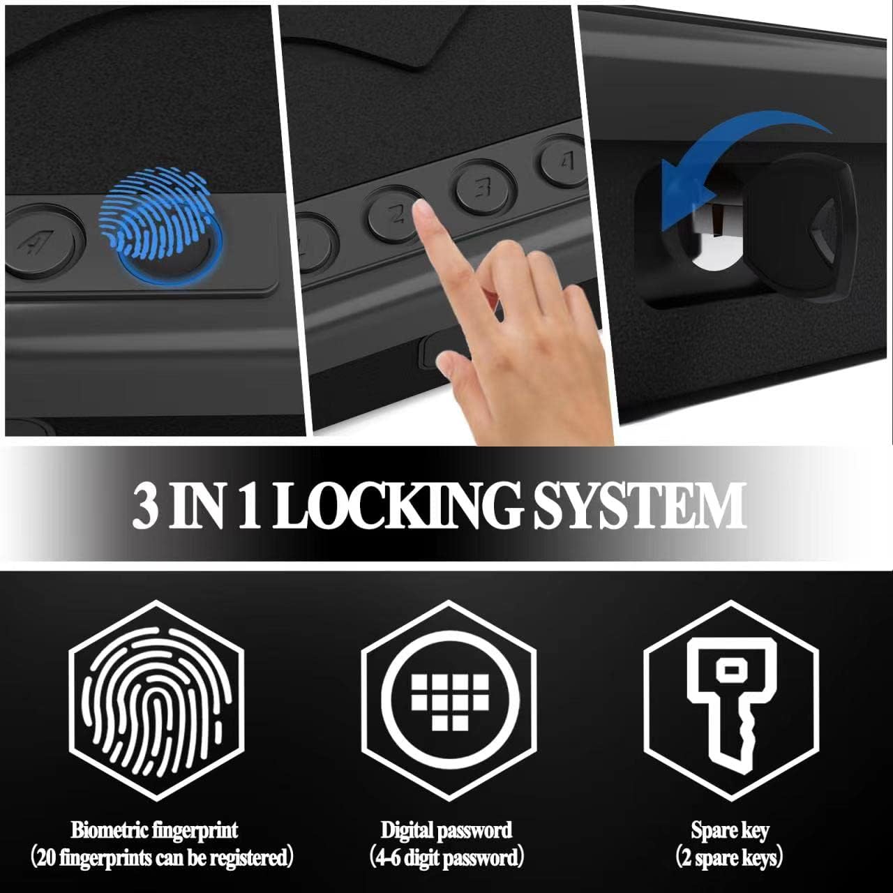 KaerWorld Pistol Safe - Compact and Secure Gun Safe for Pistols with Quick Access and Digital Lock B2