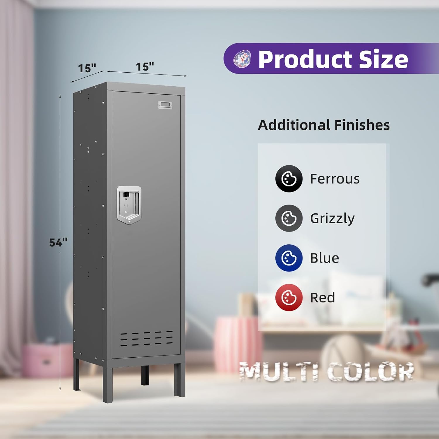 KaerWorld Metal Cabinet for Home & Office - Lockable Steel Locker with Door, 54" Height, for Gym, School, Garage, and Office Use