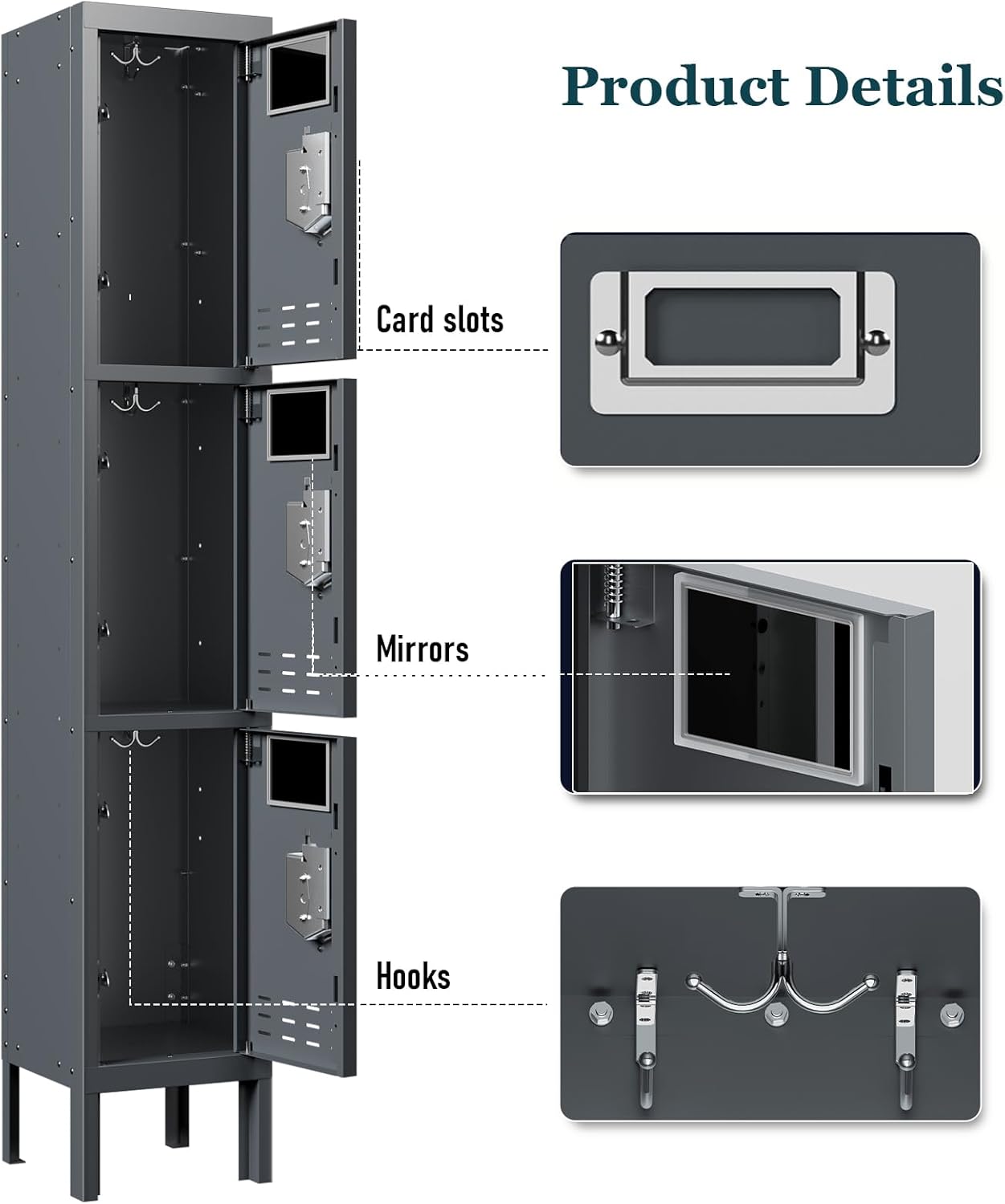 KaerWorld Metal Cabinet for Home & Office - Lockable Steel Locker with Door, 54" Height, for Gym, School, Garage, and Office Use