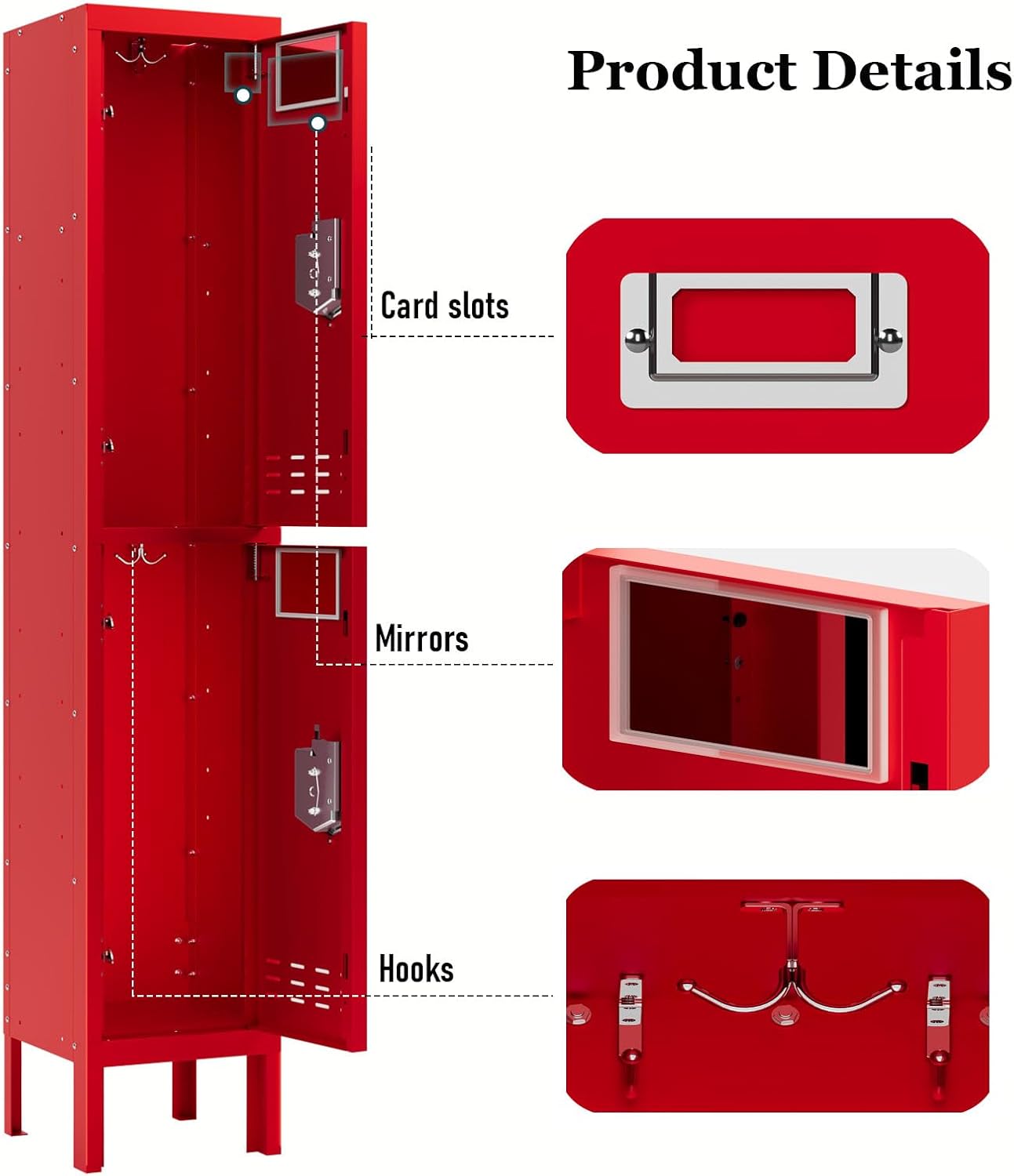 KaerWorld Metal Cabinet for Home & Office - Lockable Steel Locker with Door, 54" Height, for Gym, School, Garage, and Office Use