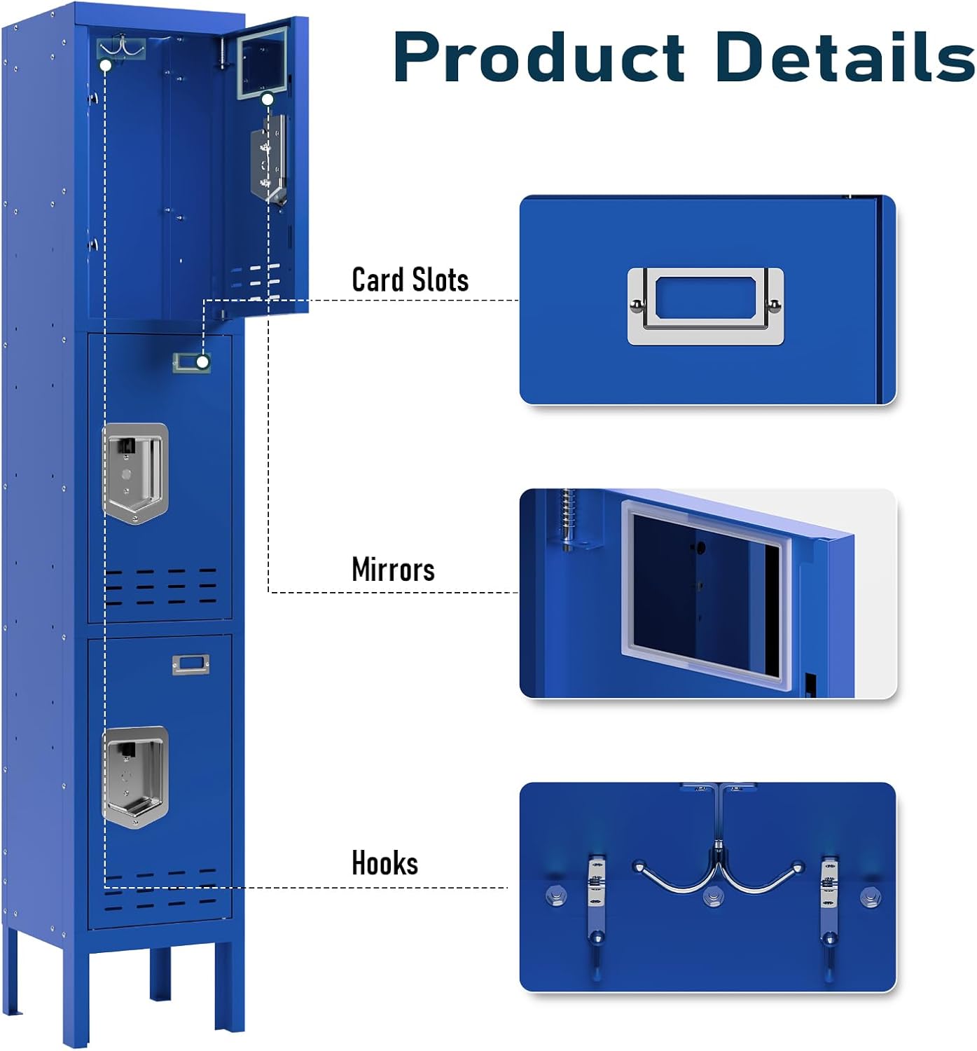 KaerWorld Metal Cabinet for Home & Office - Lockable Steel Locker with Door, 54" Height, for Gym, School, Garage, and Office Use