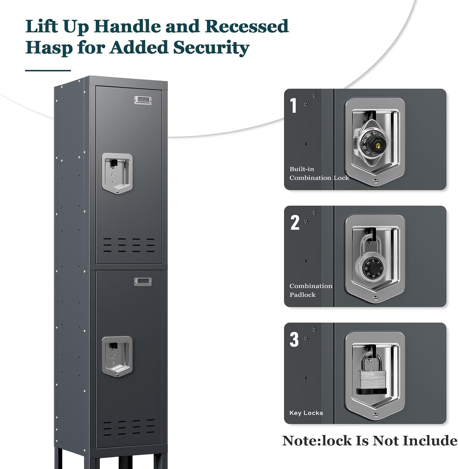 KaerWorld Metal Cabinet for Home & Office - Lockable Steel Locker with Door, 54" Height, for Gym, School, Garage, and Office Use