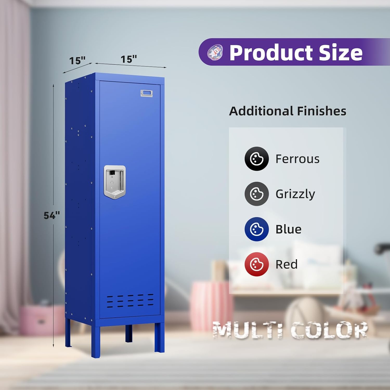 KaerWorld Metal Cabinet for Home & Office - Lockable Steel Locker with Door, 54" Height, for Gym, School, Garage, and Office Use