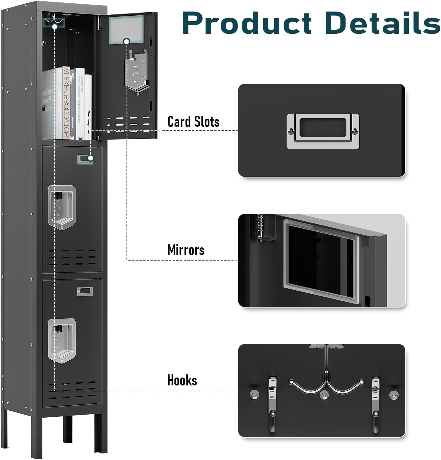 KaerWorld Metal Cabinet for Home & Office - Lockable Steel Locker with Door, 54" Height, for Gym, School, Garage, and Office Use