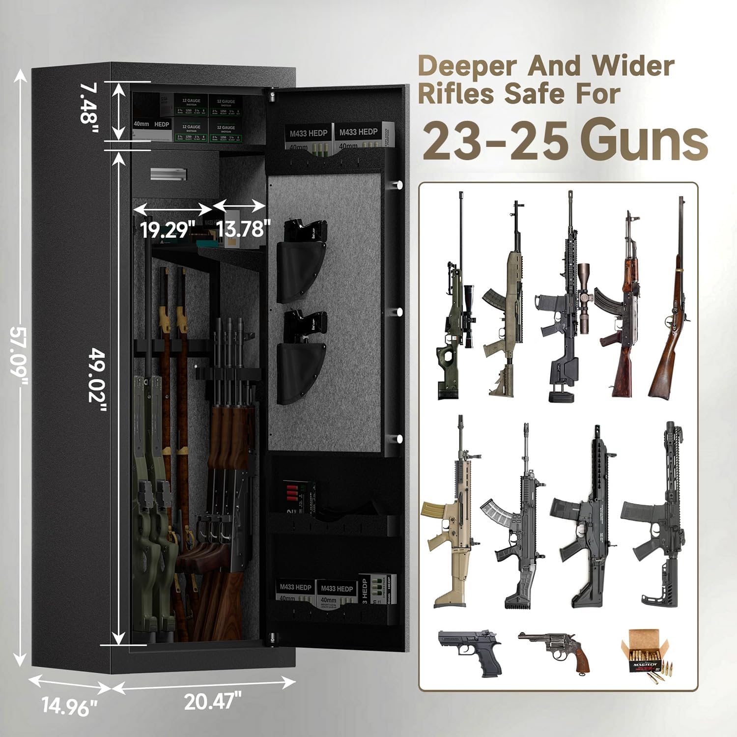 Kaer 13-15/18-20/23-25 Pre-Assembled Gun Safe 1320/1450/1450XL