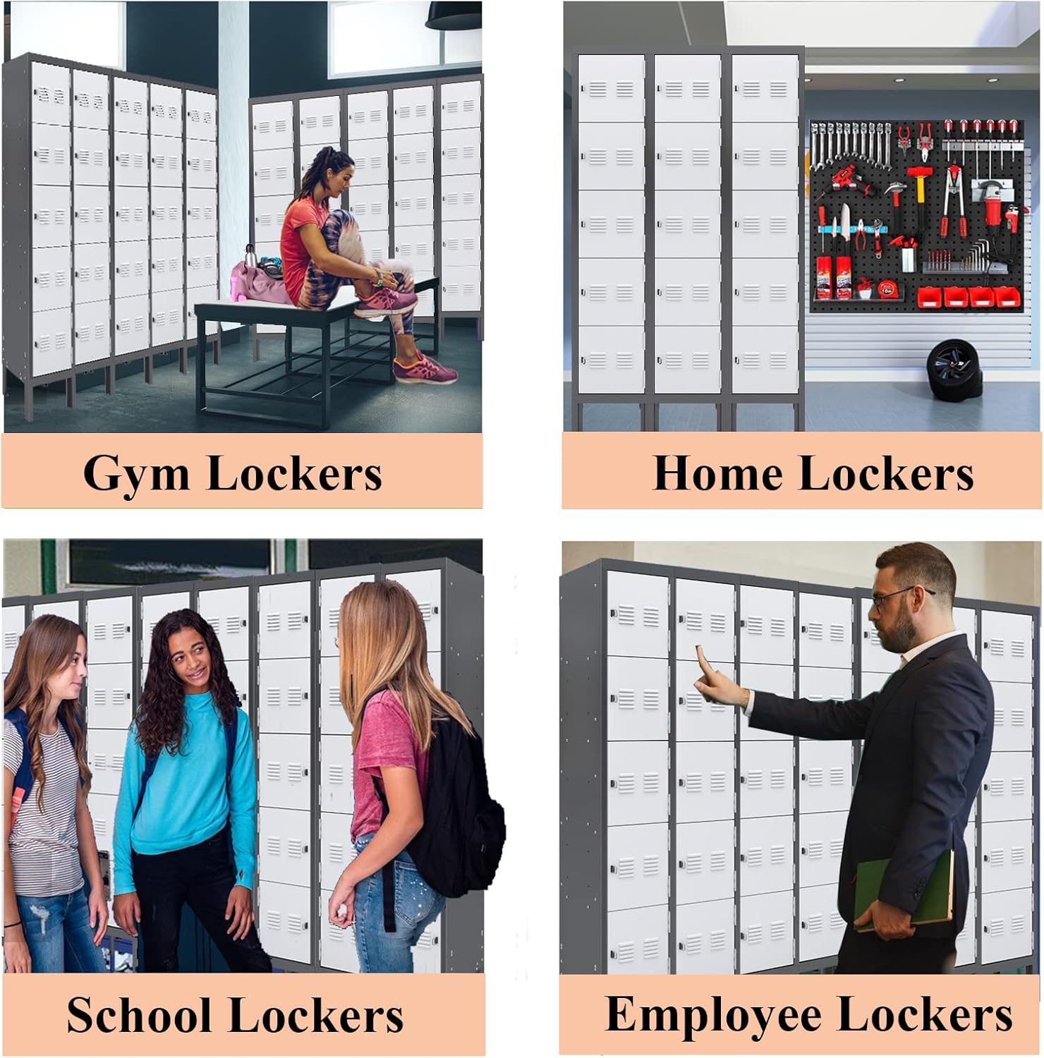 KaerWorld Metal Lockers for Employees - Storage Cabinet for Home, Gym, Office, School & Garage with Mirror, Screwdriver & Gloves 1680