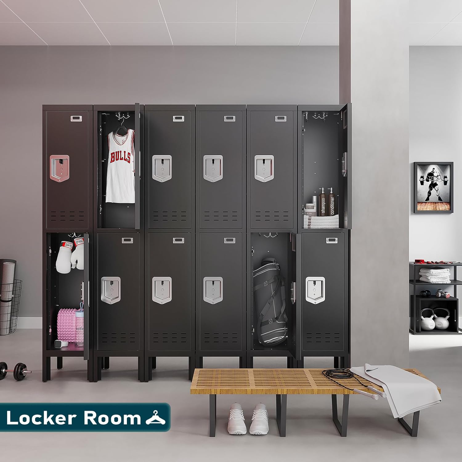 KaerWorld Metal Cabinet for Home & Office - Lockable Steel Locker with Door, 54" Height, for Gym, School, Garage, and Office Use