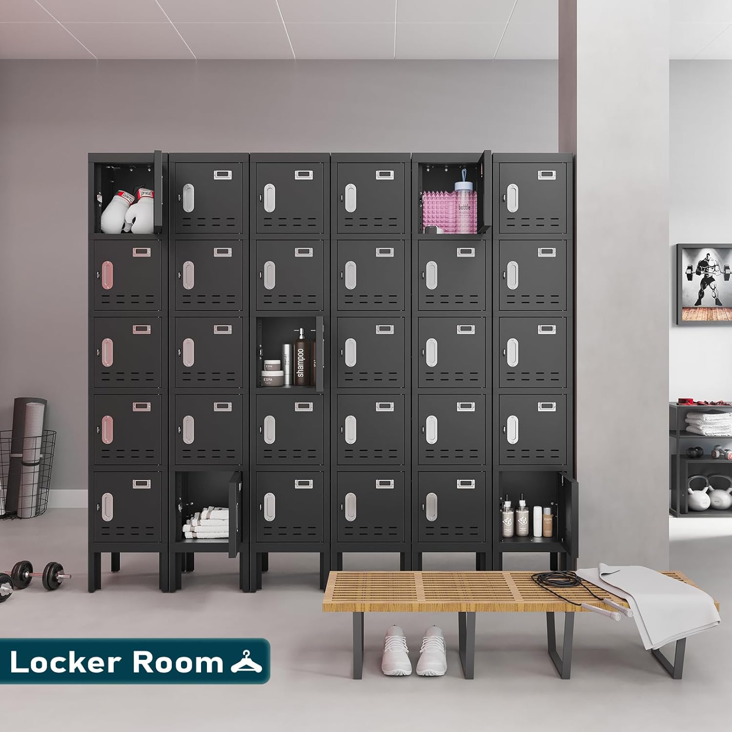 KaerWorld Metal Cabinet for Home & Office - Lockable Steel Locker with Door, 54" Height, for Gym, School, Garage, and Office Use