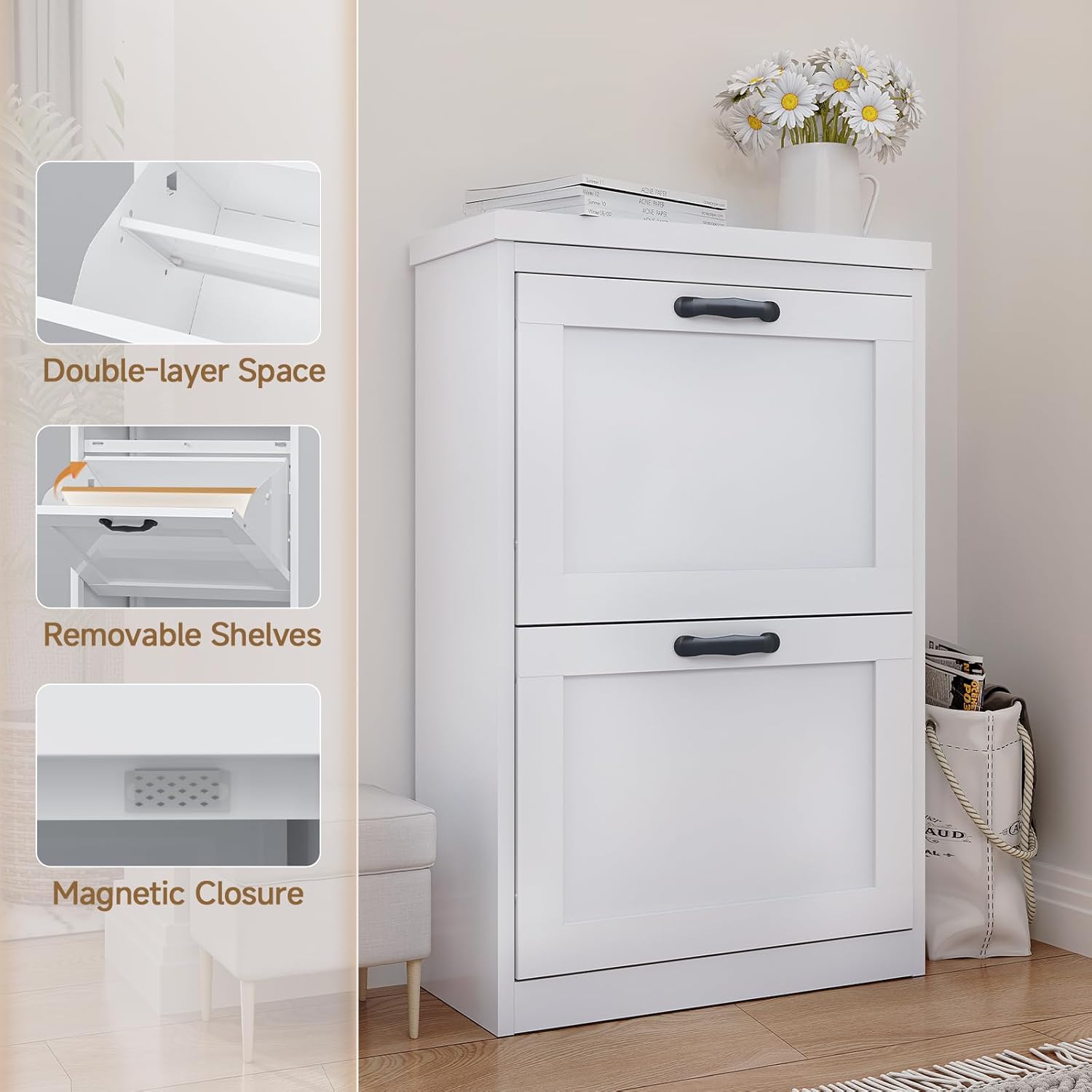 Kaer 2-Drawer Shoe Cabinet Vertical/Horizontal