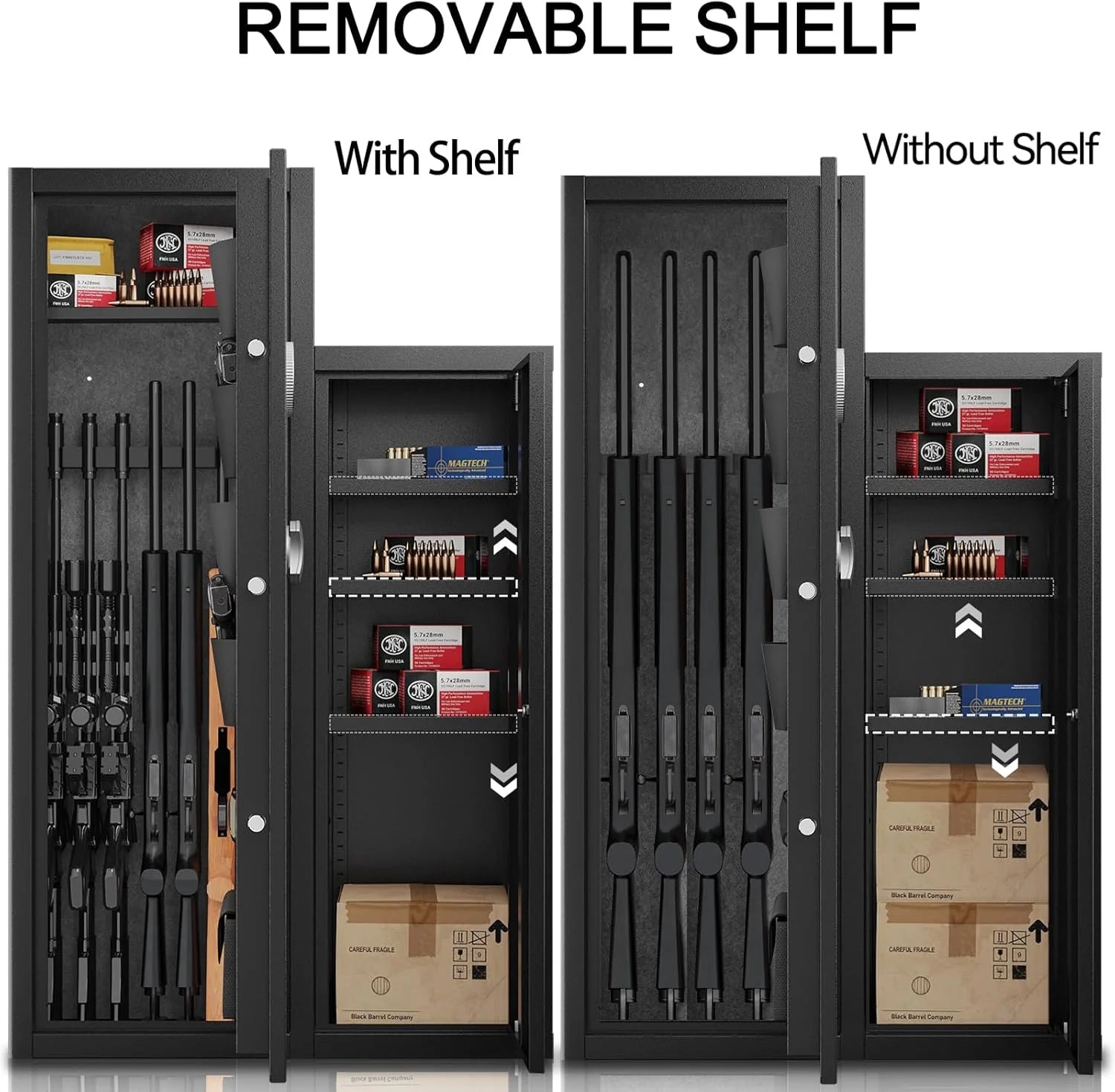 KaerWorld 7-8 Gun Safe for Rifles and Pistols – Quick Access Metal Storage Cabinet with Pistol Pouches, Secure Gun Cabinet for Enhanced Firearm Safety