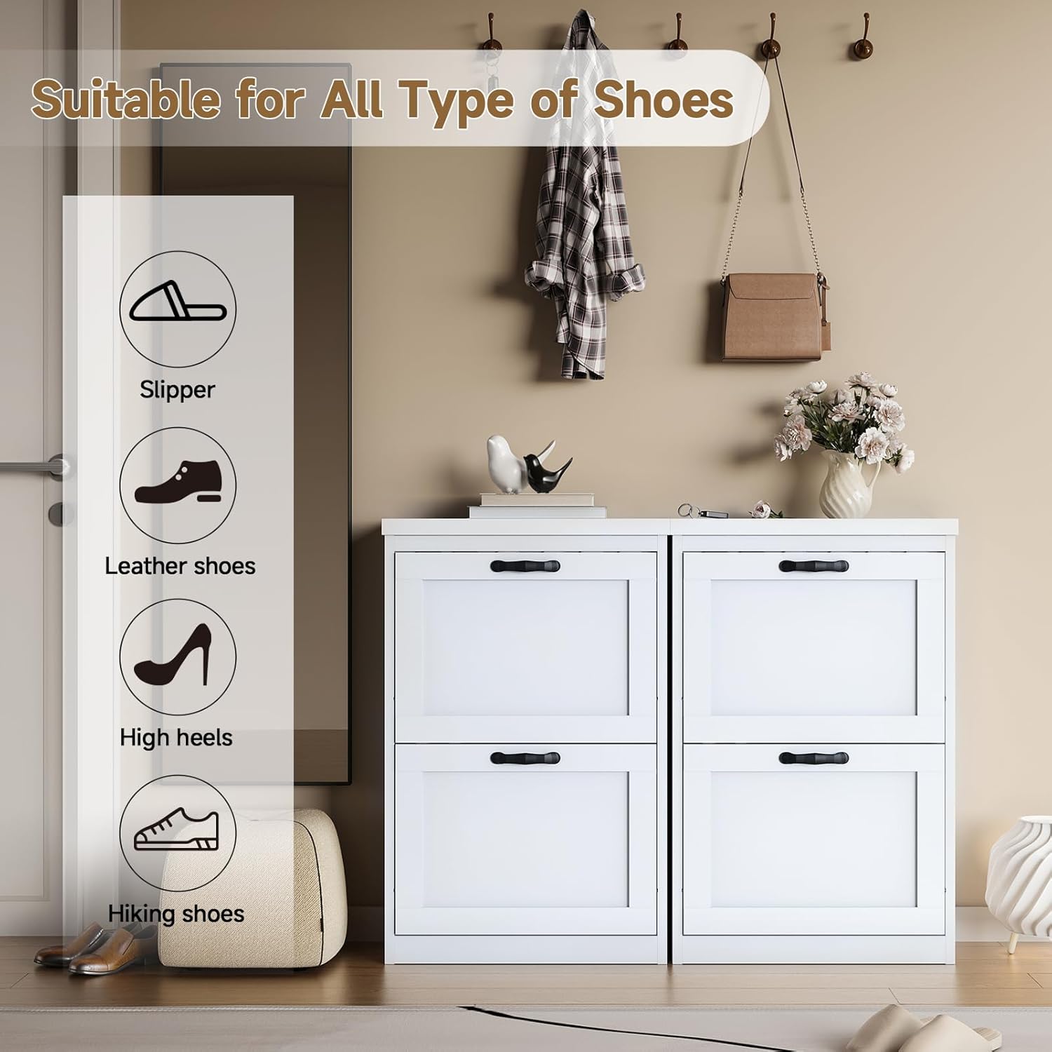 KaerWorld 2-Drawer Shoe Cabinet - Modern Storage for Shoes with Easy Access and Stylish Design