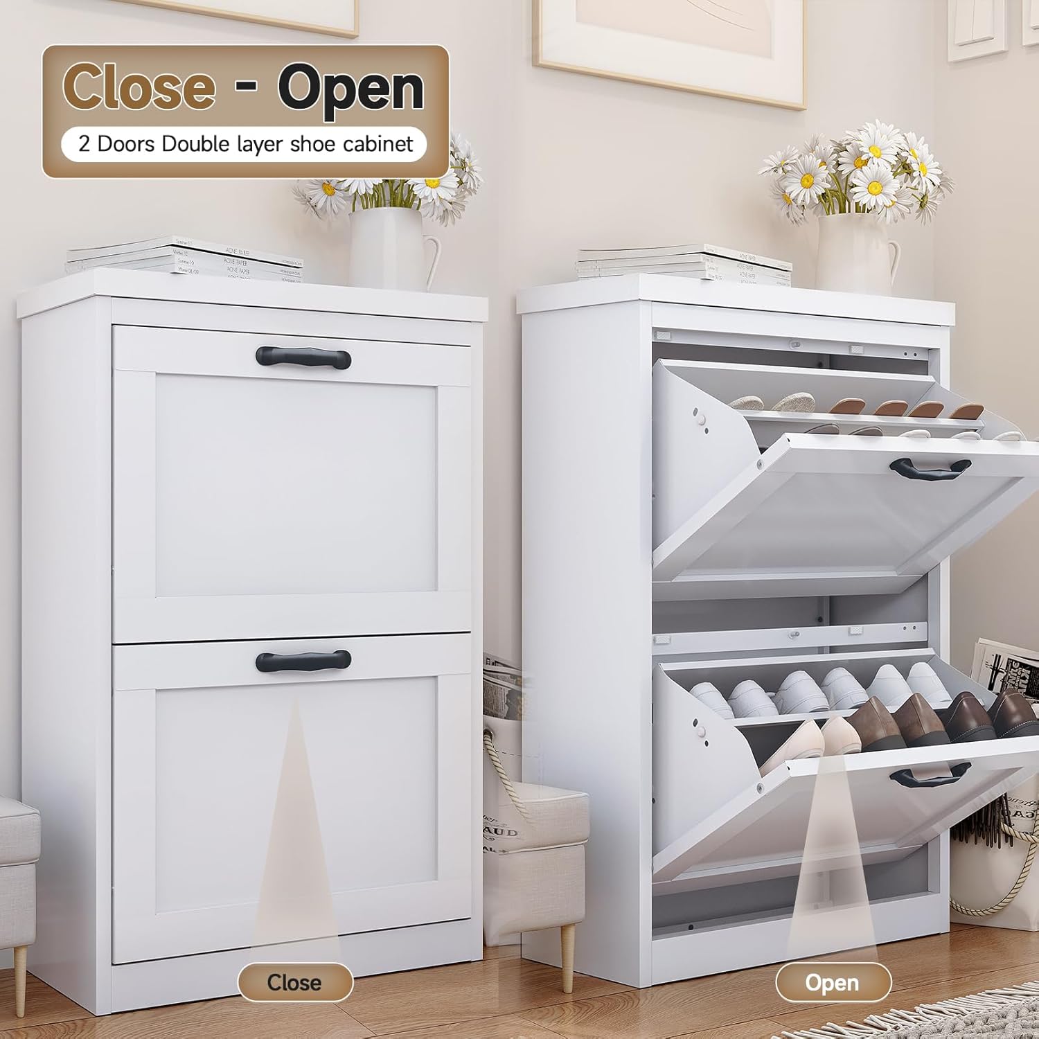 Kaer 2-Drawer Shoe Cabinet Vertical/Horizontal