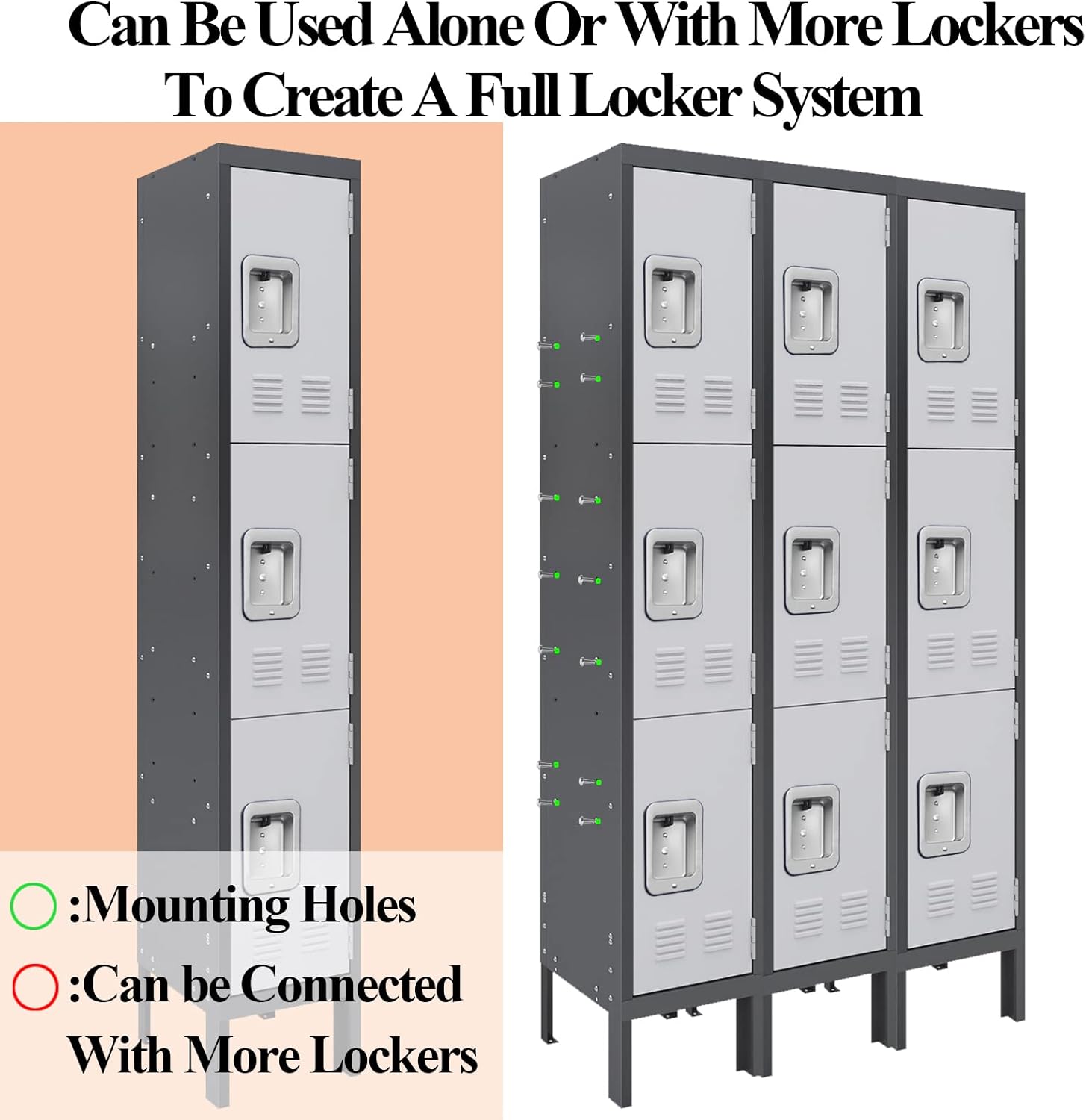 KaerWorld Metal Lockers for Employees - Storage Cabinet for Home, Gym, Office, School & Garage with Mirror, Screwdriver & Gloves 1680