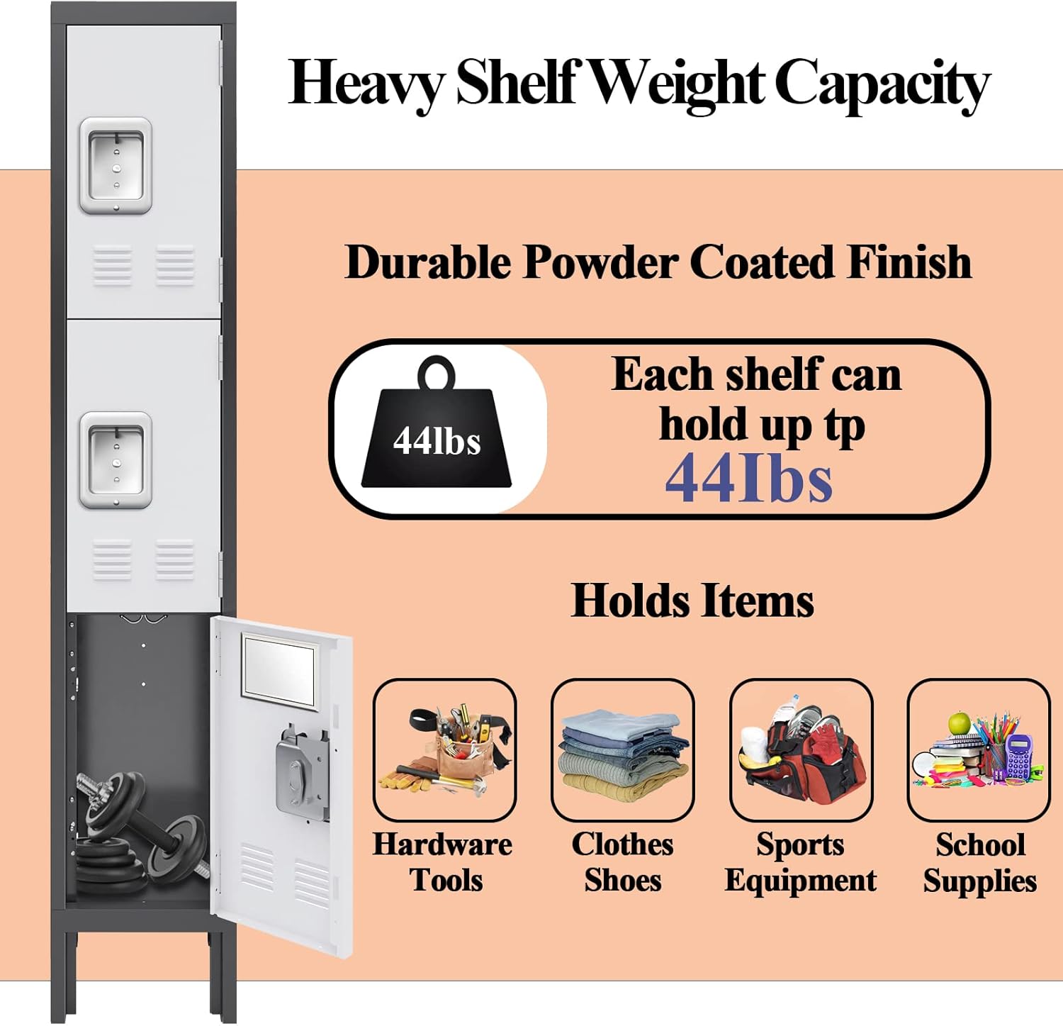 KaerWorld Metal Lockers for Employees - Storage Cabinet for Home, Gym, Office, School & Garage with Mirror, Screwdriver & Gloves 1680