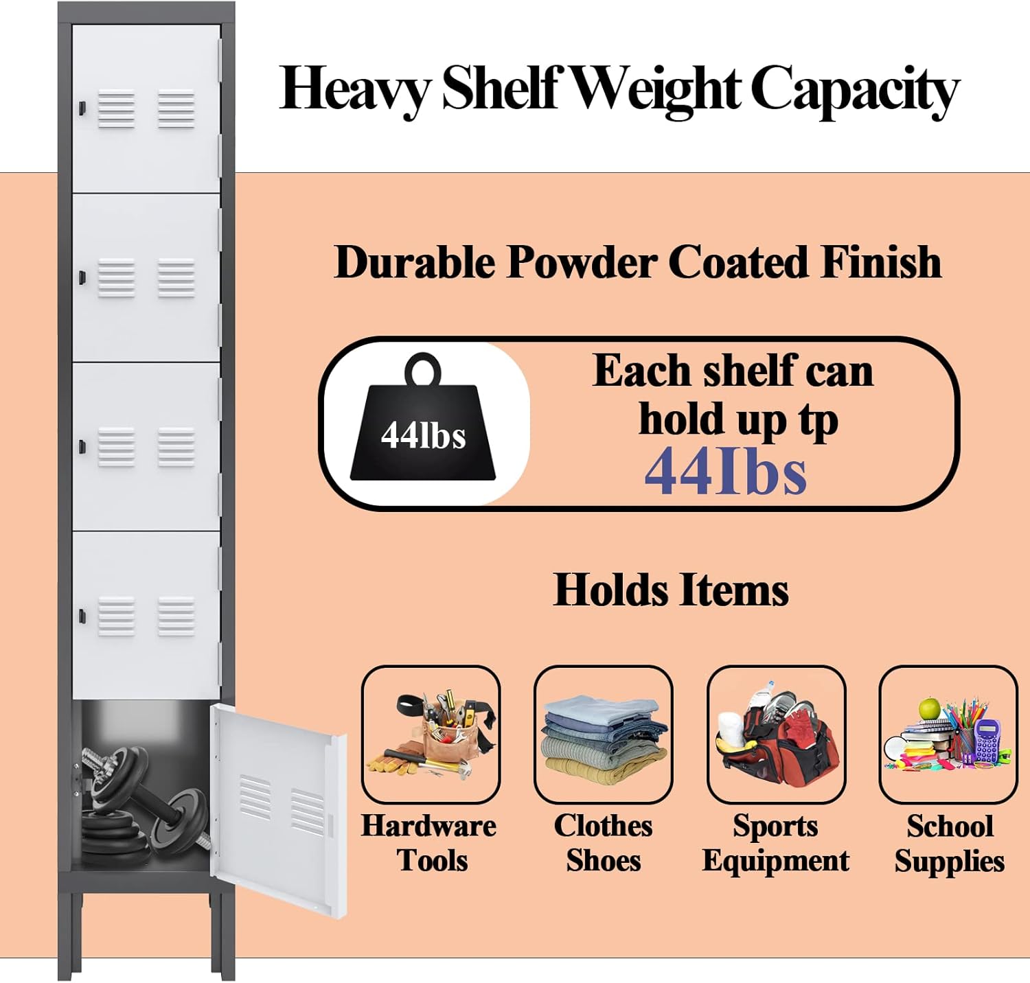 KaerWorld Metal Lockers for Employees - Storage Cabinet for Home, Gym, Office, School & Garage with Mirror, Screwdriver & Gloves 1680