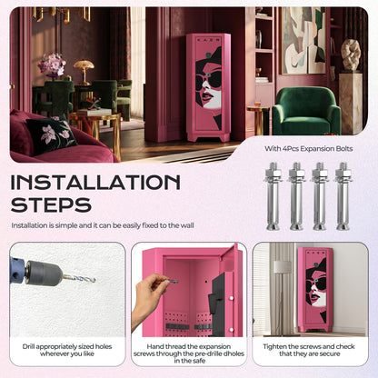 KAER Pink Corner Gun Safe for 6–8 Rifles & 4 Handguns