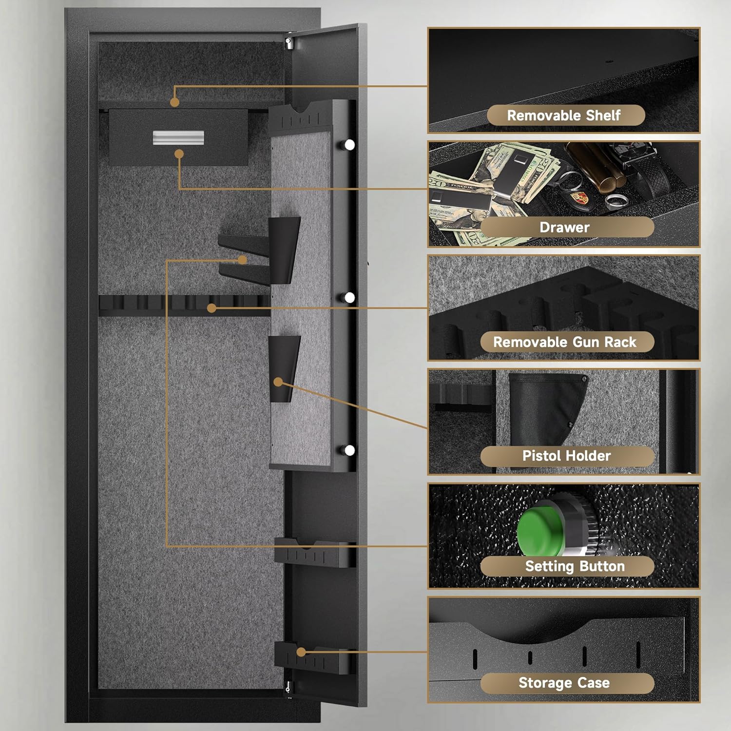Kaer 13-15/18-20/23-25 Pre-Assembled Gun Safe 1320/1450/1450XL