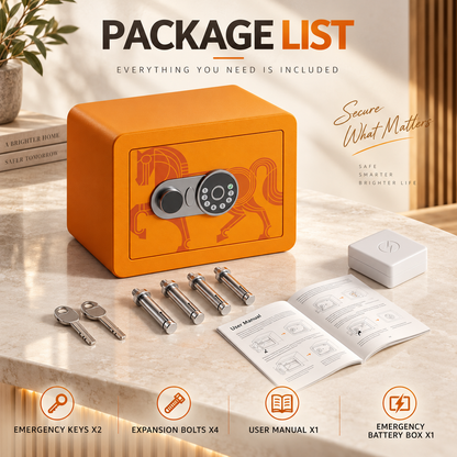 KAER Compact Digital Safe Box with Removable Shelf (Orange)