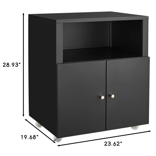 Home Office Printer Stand with Wheels, Printer Tables with File door Mobile Lateral Filing Cabinet with Open Storage Shelf for LetterLegalA4 Size Files,