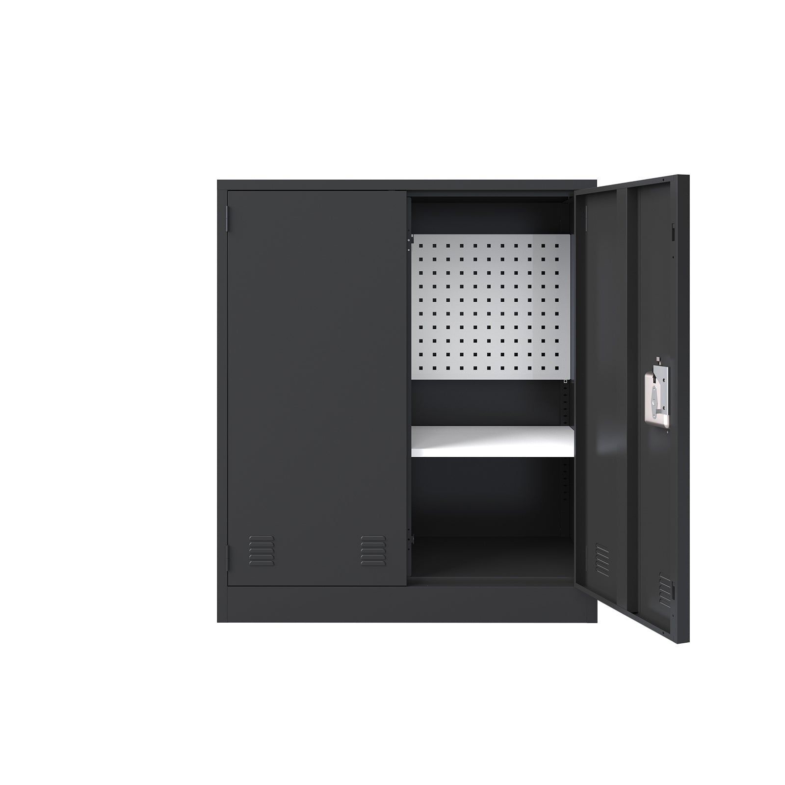 KaerWorld Metal Storage Cabinet,Lockable Storage Cabinets,Steel Storage Locker,Metal Garage Storage Cabinet,Tool Cabinet with Two Doors/Adjustable Shelf Height/DIY Shelfs for Office, Garage, Home (L)