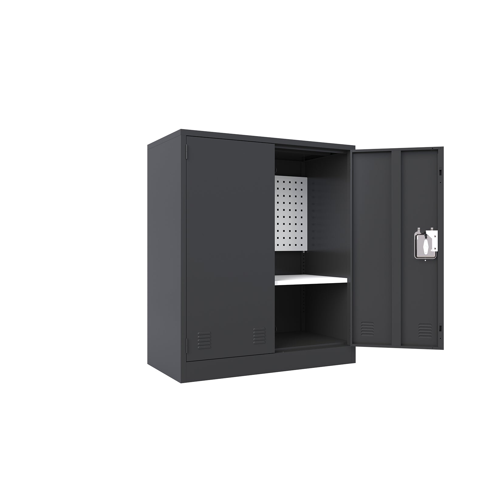 KaerWorld Metal Storage Cabinet,Lockable Storage Cabinets,Steel Storage Locker,Metal Garage Storage Cabinet,Tool Cabinet with Two Doors/Adjustable Shelf Height/DIY Shelfs for Office, Garage, Home (L)