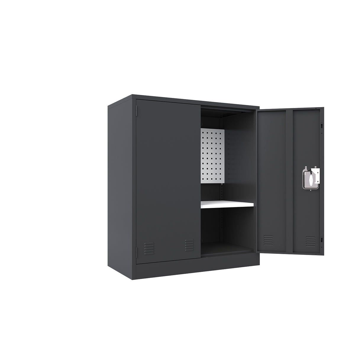 KaerWorld Metal Storage Cabinet,Lockable Storage Cabinets,Steel Storage Locker,Metal Garage Storage Cabinet,Tool Cabinet with Two Doors/Adjustable Shelf Height/DIY Shelfs for Office, Garage, Home (L)