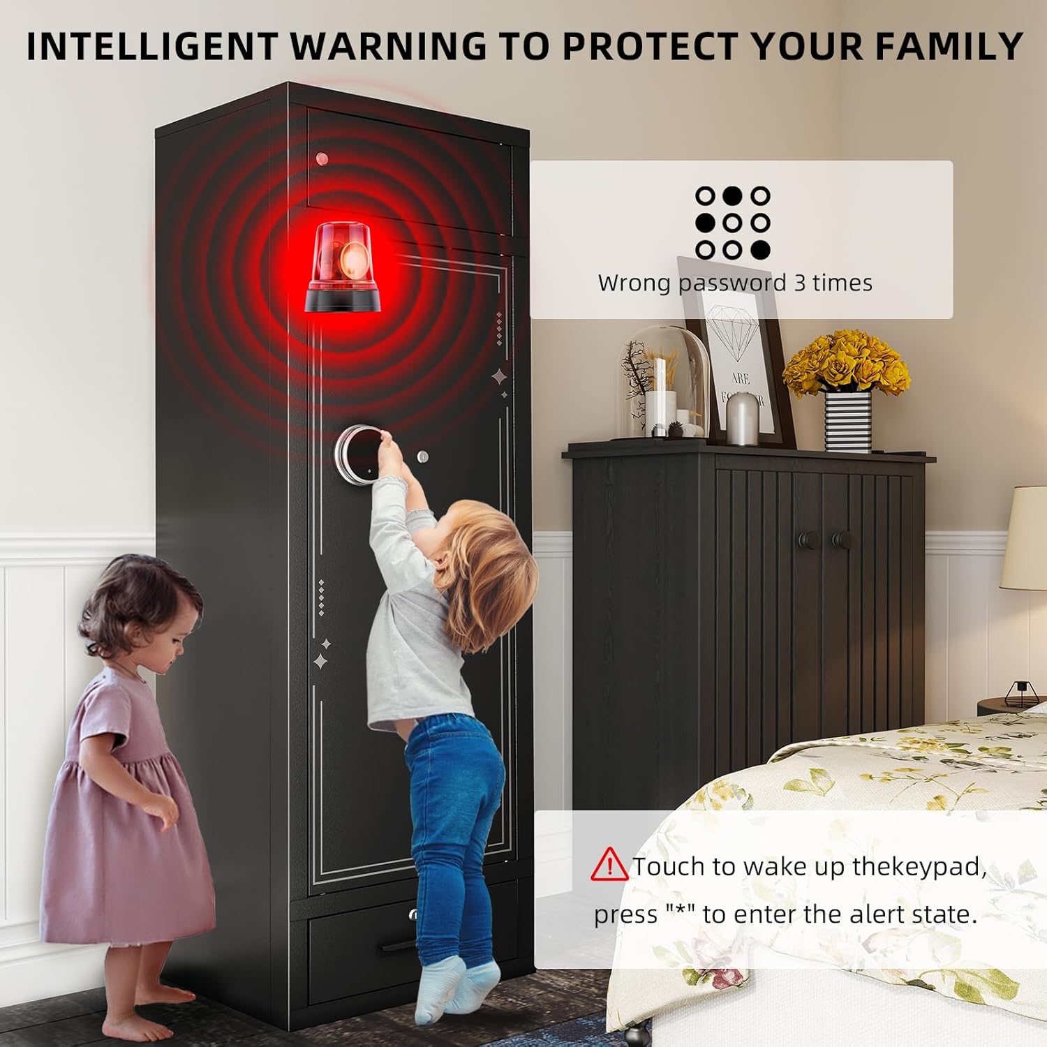 KaerWorld 8-10 Gun Safe Rifle Safe,High Capacity Gun Cabinet for Home Rifle and Pistols,Heavy Duty Anti-theft Long Gun Safes for Shotguns With Handgun Rack,Drawer,Magnetic Lamp