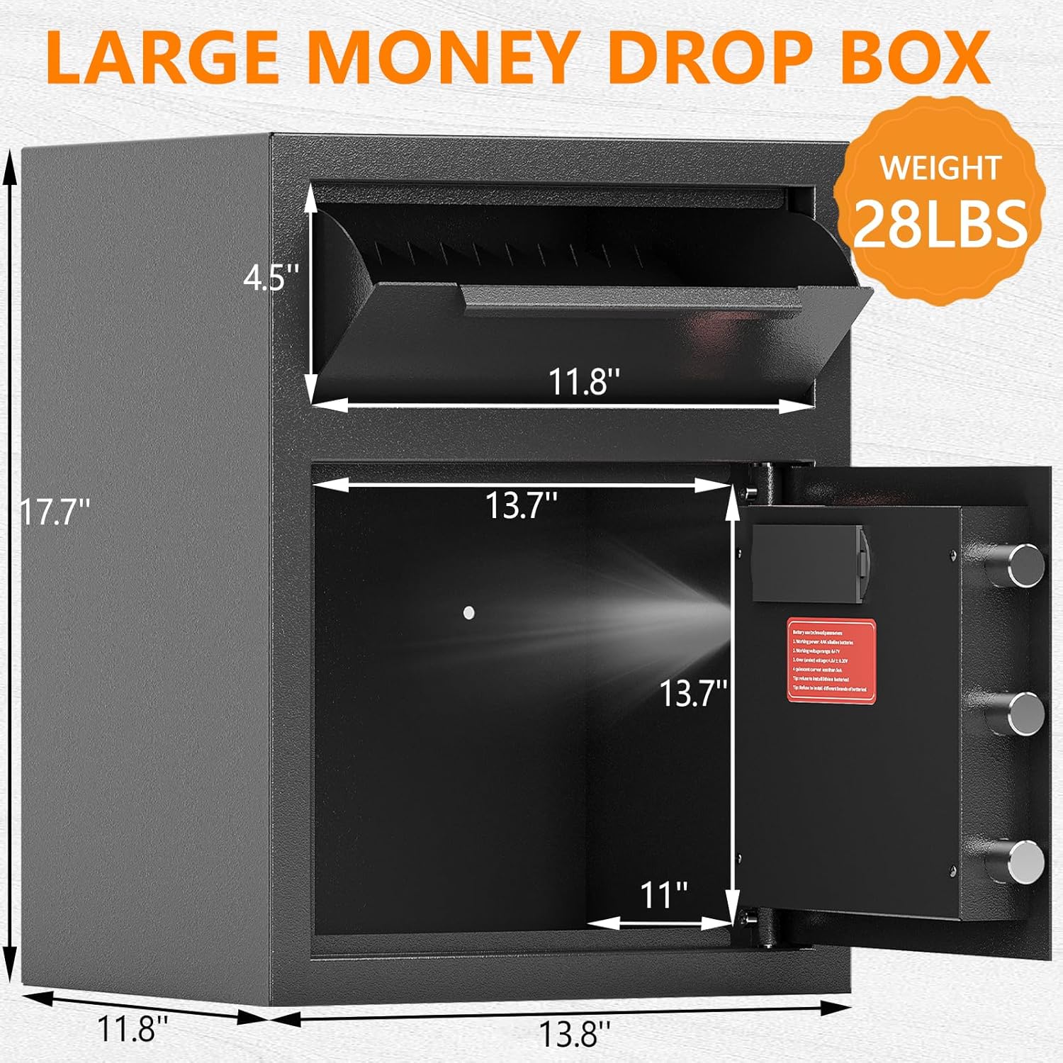 KaerWorld 1.8 Cub Depository Drop Safe - Fireproof Front Drop Slot Lock Box with Digital Combination & Anti-Fishing for Office, Home & Business  450