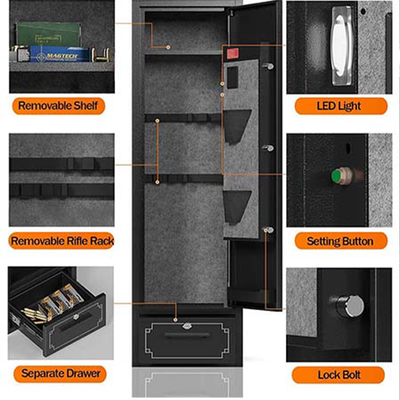 KaerWorld 4~8 Gun Safe,Gun Safes & Cabinets,Gun Safes for Home Rifle and Pistols,Rifle Gun Safe With Drawer,Gun Cabinet for Rifles,Shotguns With Scopesand Shotguns,Gun Safe With Removable Shelf and Gun Rack (3~8 Gun Safe - Digital)