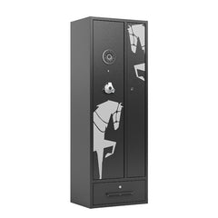 KaerWorld 6 Gun Safe Gun Cabinet,Non-assembled Gun Safe for Rifles and Pistols,Multi-Function Rifle Safes for Home Shotgun and Shotguns Storage,Long Rifle Safes With Drawer,Magnetic Lamp,Handgun Pouch