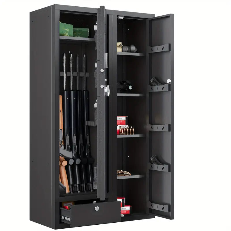 💖KaerWorld 15-20 Gun Safe - Large Gun Safe for Home, Rifles, Pistols, and Shotguns with Quick Access, Drawer, and Removable Shelf