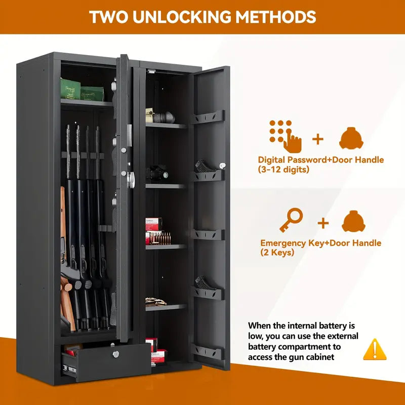 💖KaerWorld 15-20 Gun Safe - Large Gun Safe for Home, Rifles, Pistols, and Shotguns with Quick Access, Drawer, and Removable Shelf